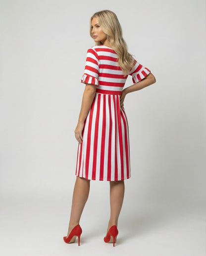 Eveloria Damen Sommerkleid Gestreift Leicht