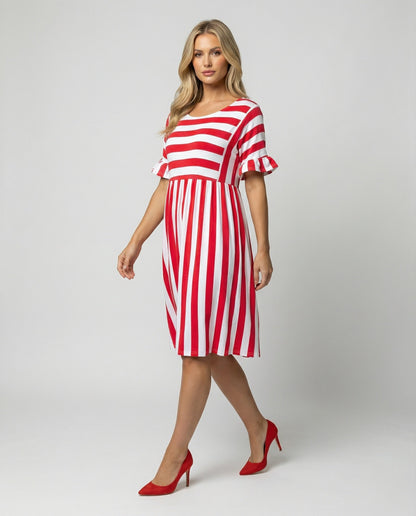 Eveloria Damen Sommerkleid Gestreift Leicht