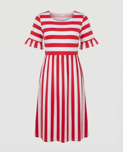 Eveloria Damen Sommerkleid Gestreift Leicht