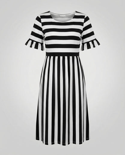Eveloria Damen Sommerkleid Gestreift Leicht