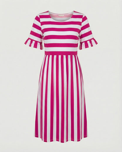 Eveloria Damen Sommerkleid Gestreift Leicht