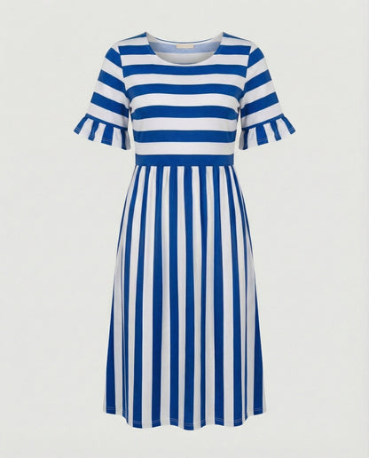 Eveloria Damen Sommerkleid Gestreift Leicht