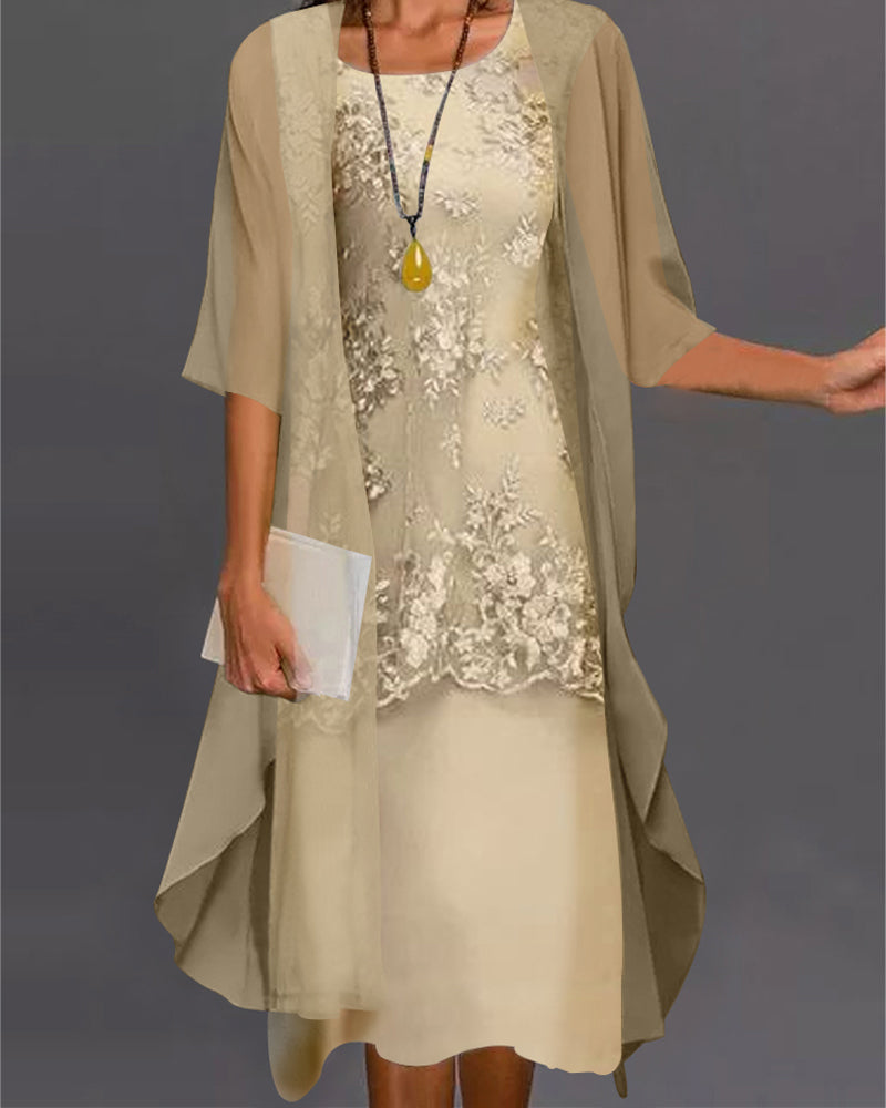 Damen Zweiteiler Set Chiffon Elegant