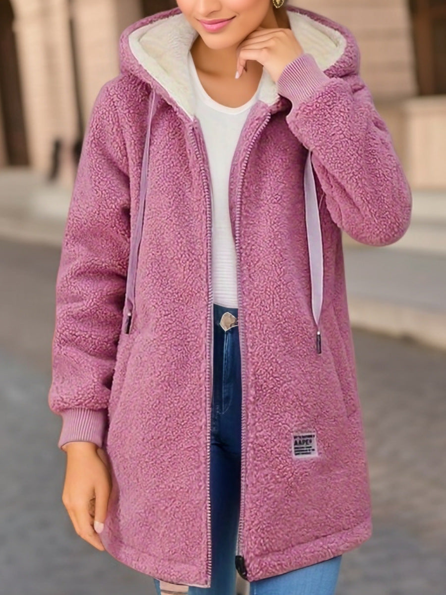 Damen Fleecejacke mit Kapuze Kuschelig