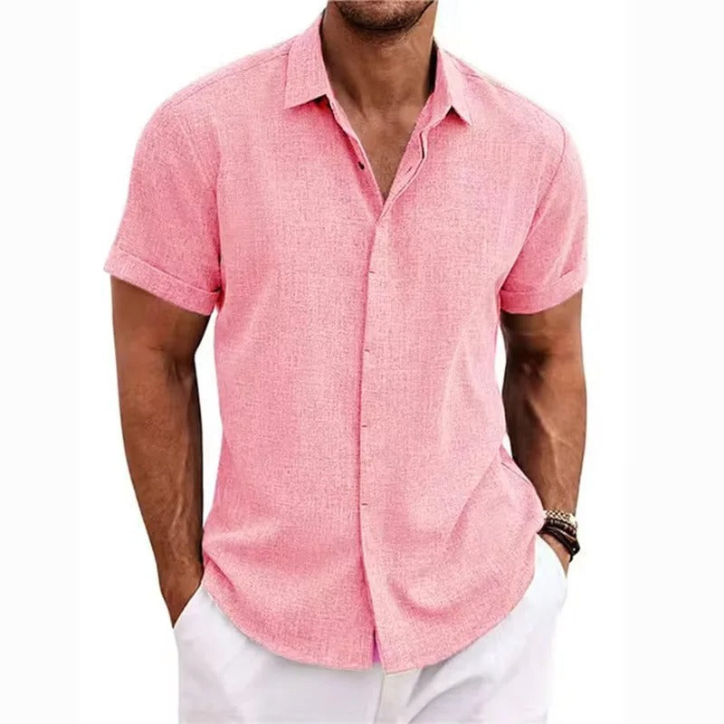 Herren Polo-Shirt Kurzarm Knopf Weiss