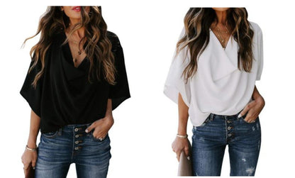 Damen Chiffonhemd V-Ausschnitt