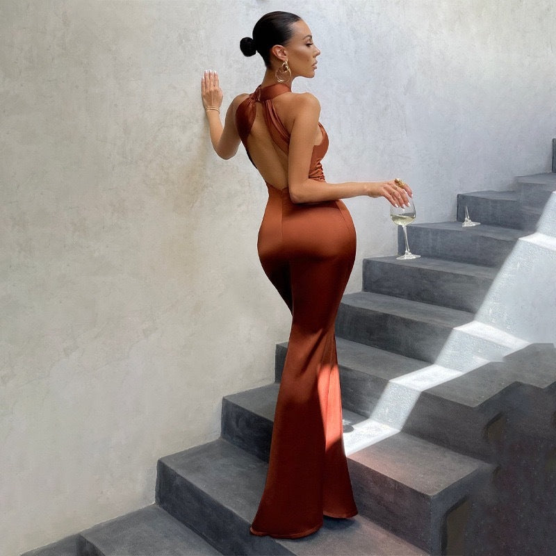 Damen Fishtail Kleid Offener Rücken Enganliegender Schnitt