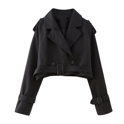 Damen Trenchcoat Kurz Gürtel