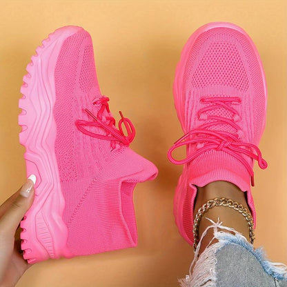 Damen Atmungsaktive Plateau Sneaker Sommer