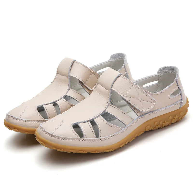 Eveloria Damen Sandalen Zeitlos Leder Braun