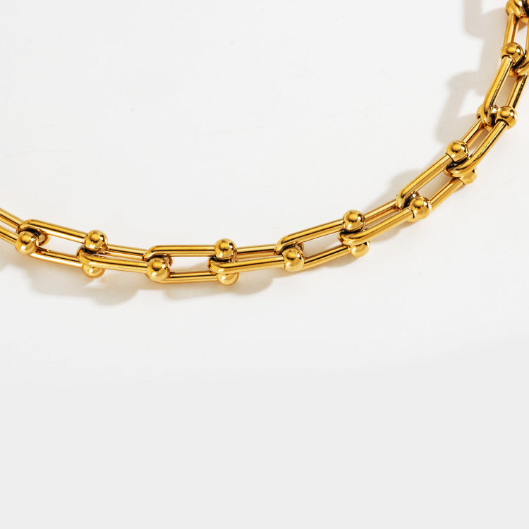 Eveloria Damen Halskette Hufeisenform U-Verschluss Dicke Kette