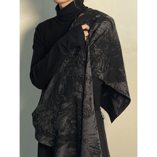 Damen Schal Blumenmuster Schwarz Seide - Eveloria