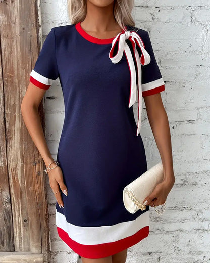 Eveloria Damenkleid Kurzärmlig mit Kontrastband