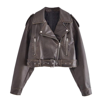 Damen Leder Motorradjacke Reißverschluss