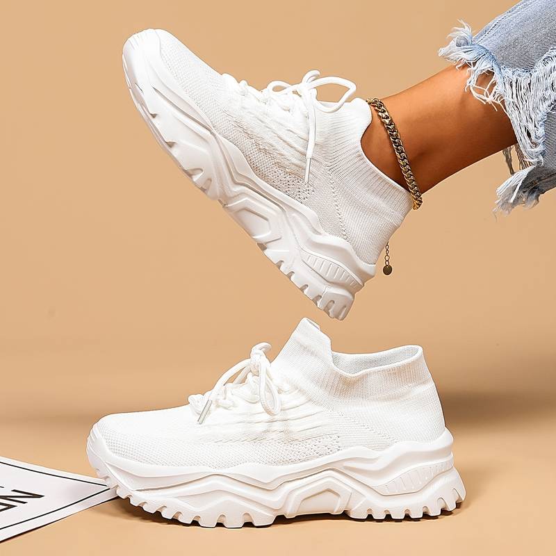 Damen Atmungsaktive Plateau Sneaker Sommer
