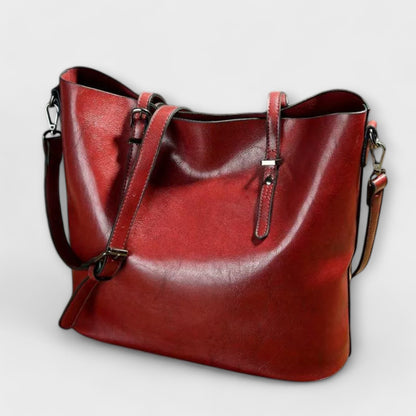 Damen Schultertasche Klassischer Stil Leder Braun