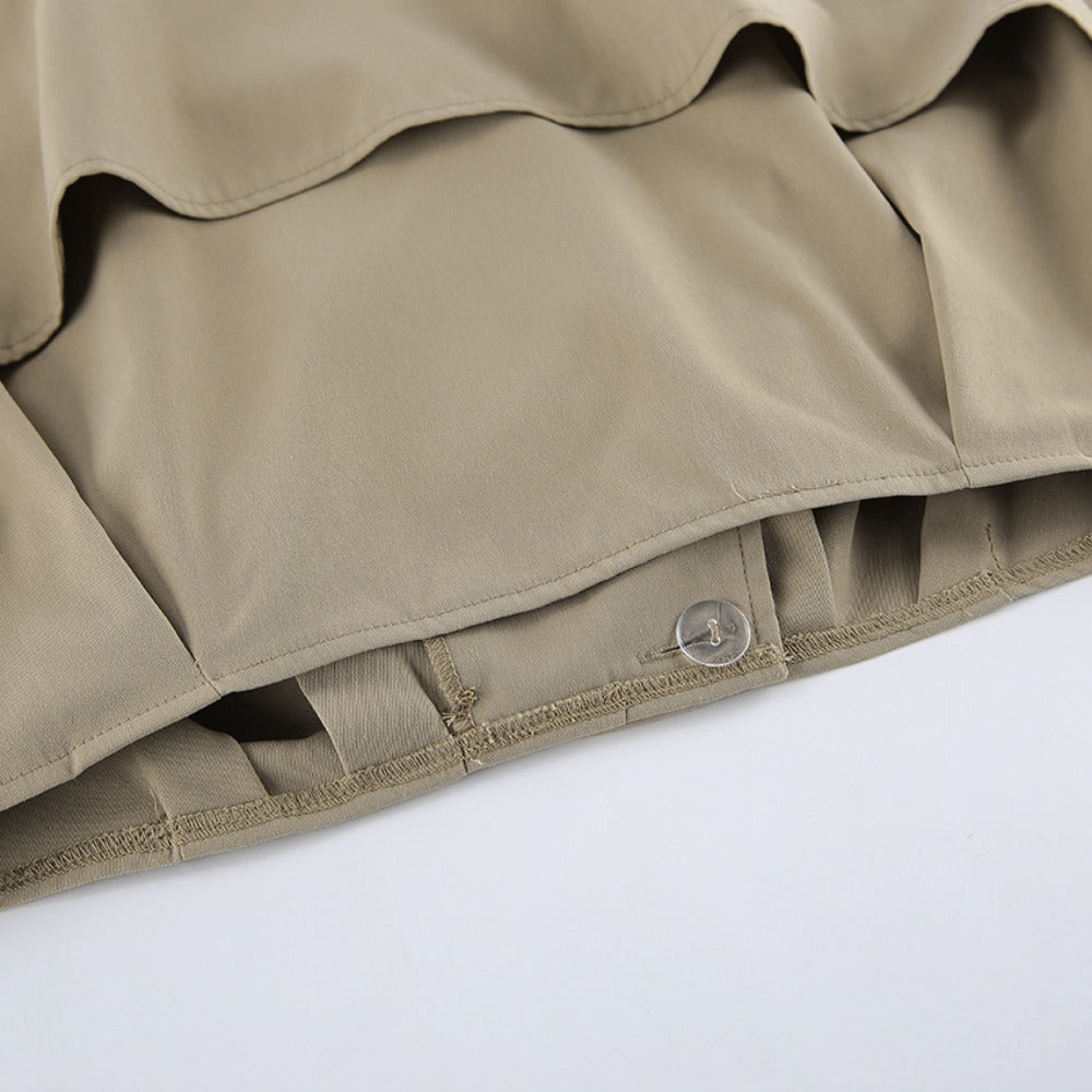 Damen Kurz-Trenchcoat Khaki Breiter Kragen