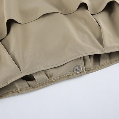 Damen Kurz-Trenchcoat Khaki Breiter Kragen