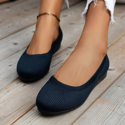 Damen Flache Schuhe Runde Zehenpartie Leder