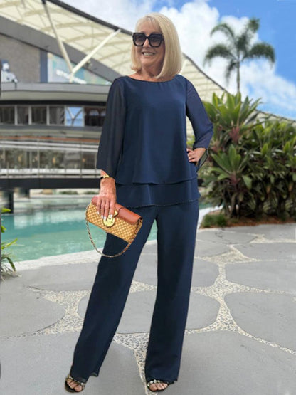 Damen Elegantes Hosen-Set Zweiteilig