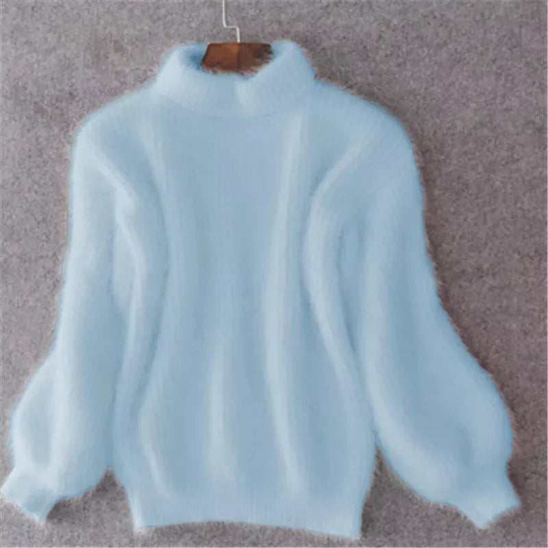 Eveloria Damen Strickpullover Kashmir Gefühl Hochkragen