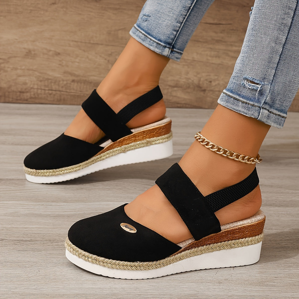 Damen Sandalen Plattform Rutschfest Elastisch