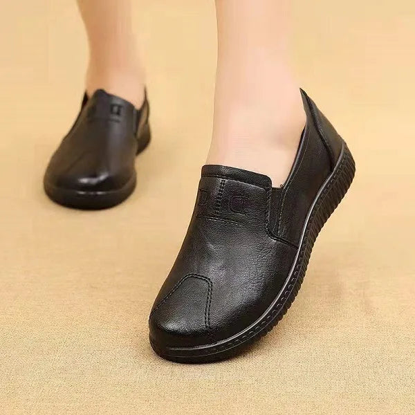 Eveloria Damen Orthopädische Schuhe Echtes Leder Schwarz - Eveloria