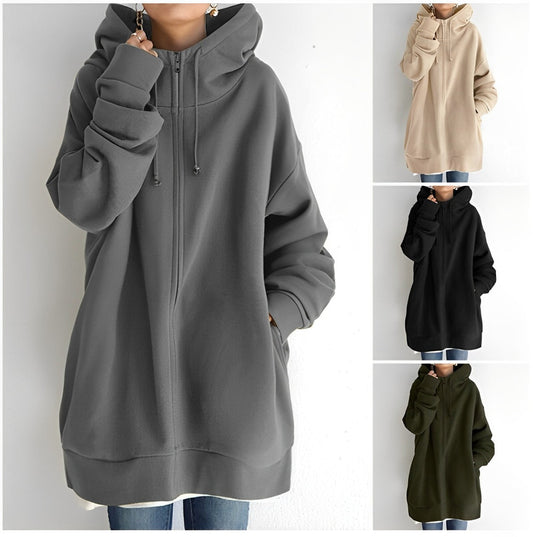 Eveloria Damen Fleece Hoodie Reißverschluss Grau - Eveloria