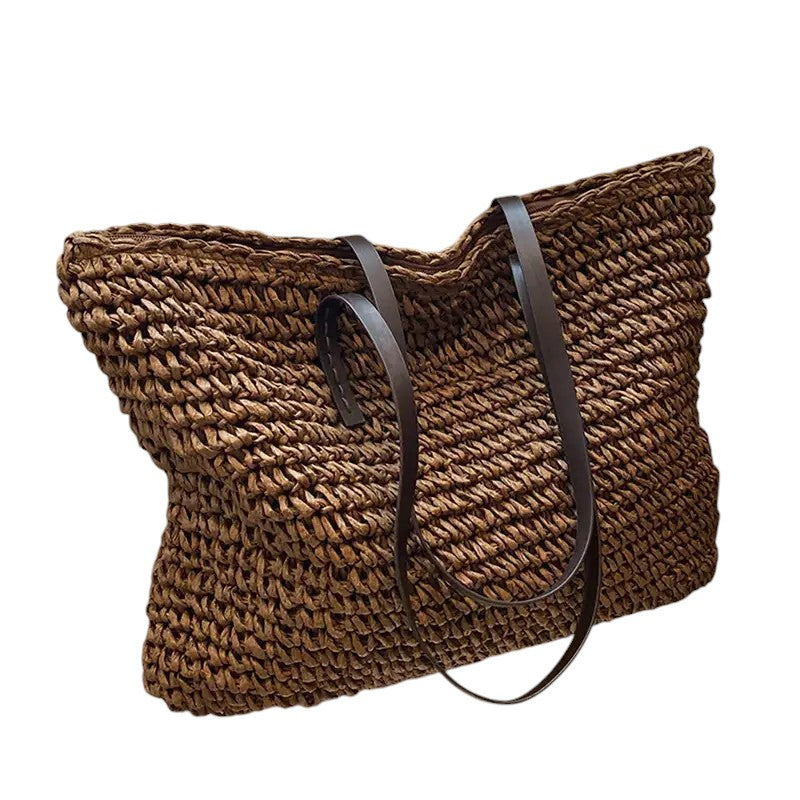 Damen Strandtasche Groß Leinwand Beige