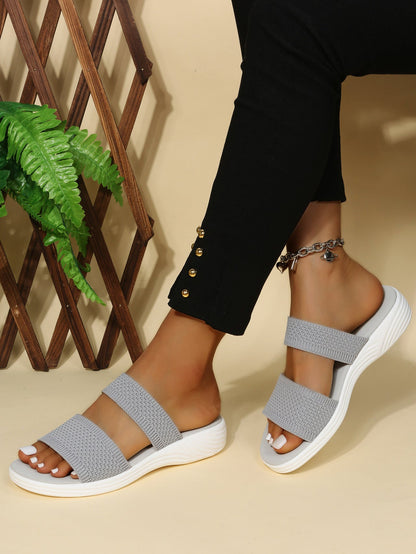 Damen Sandalen Leichte Komfortsandalen Elastisch Beige
