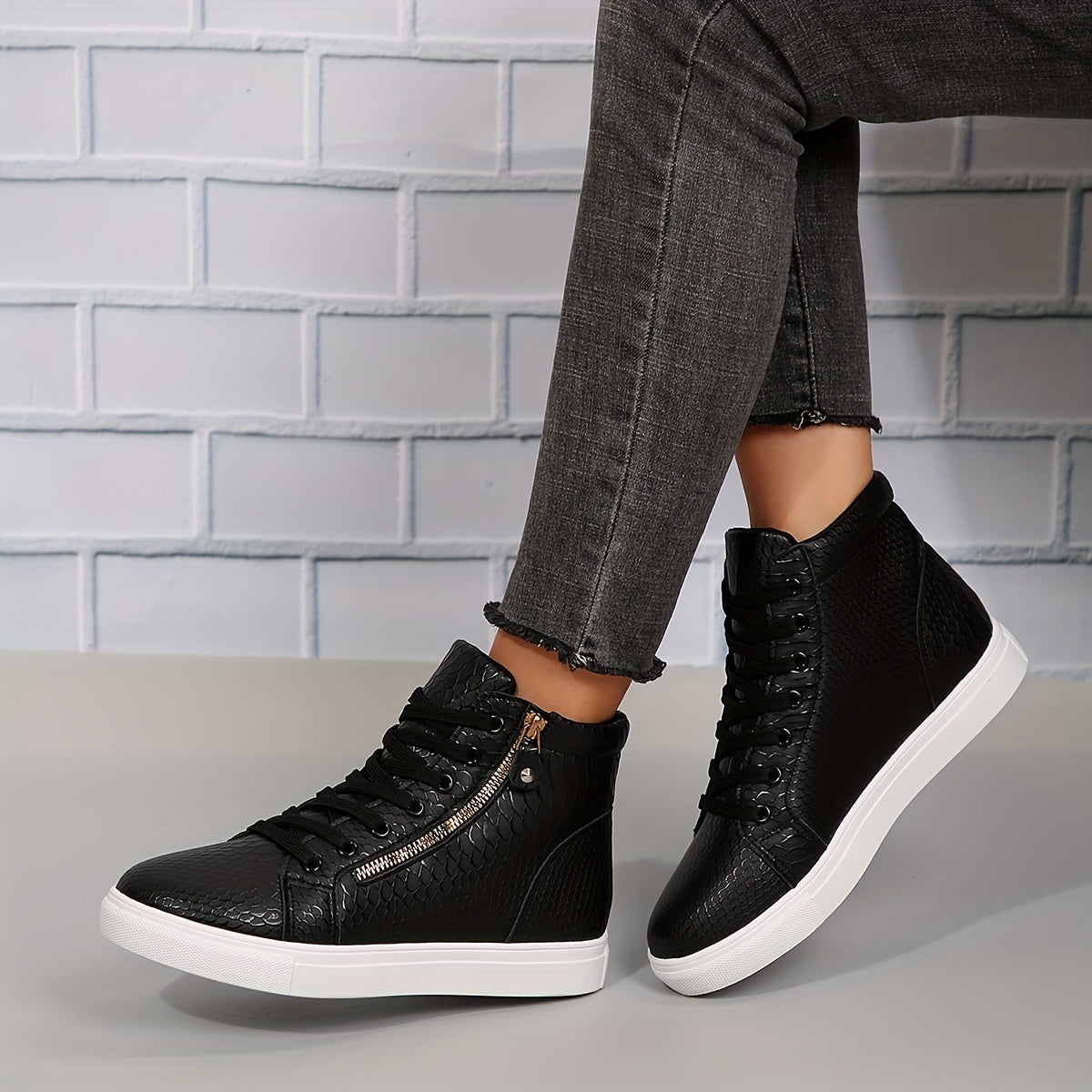Eveloria Damen Sneakers Lässig Reißverschluss