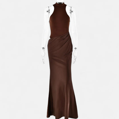 Damen Maxikleid Neckholder Cut-Out Kleid