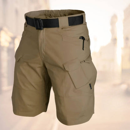 Herren Cargo Shorts Gürtel Reißverschluss Beutel Olivgrün