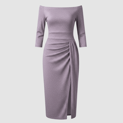 Elegantes Damen Hochzeitskleid Off-Shoulder Lang Satin