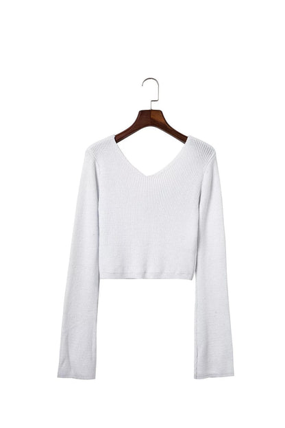 Damen Kurzer Pullover Weiter Kragen Rippstruktur Eveloria