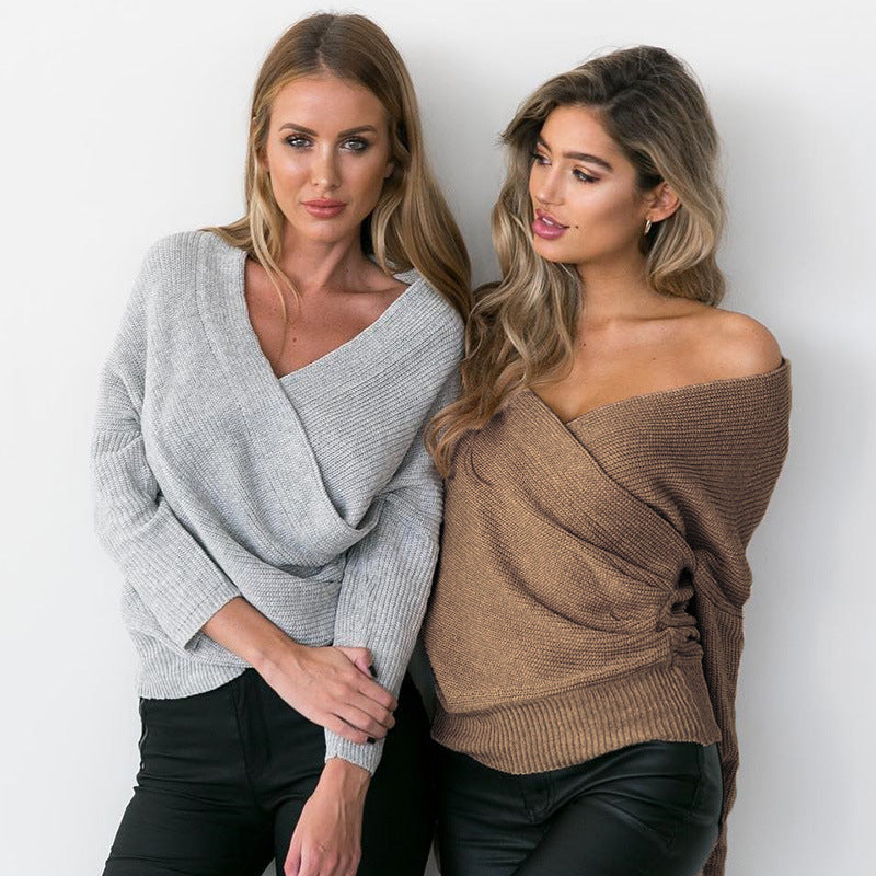 Damen Wickelpullover Strukturiertes Design Groß Eveloria - Eveloria