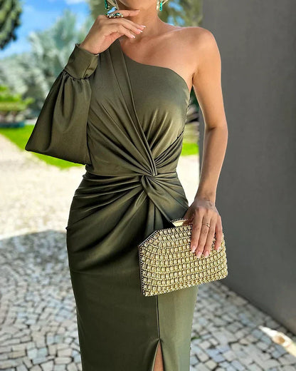 Elegantes Damen Langkleid Einerschulterdesign