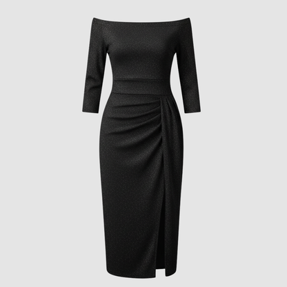 Elegantes Damen Hochzeitskleid Off-Shoulder Lang Satin