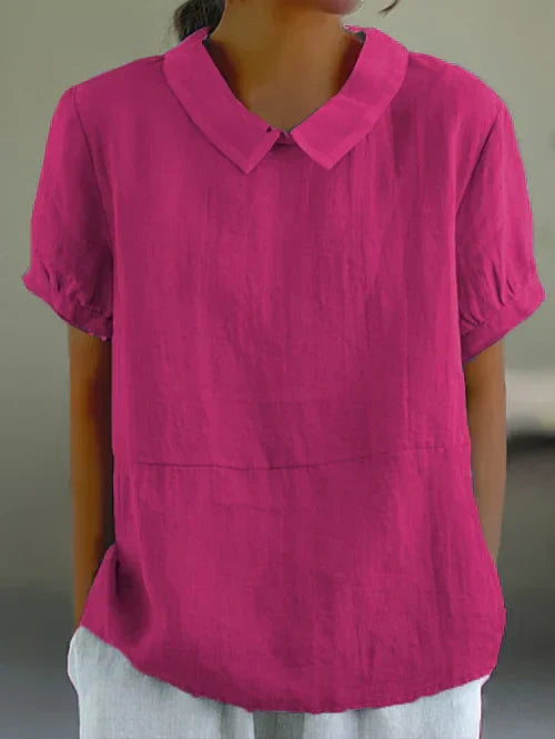 Eveloria Damen Bluse Baumwolle Einfarbig