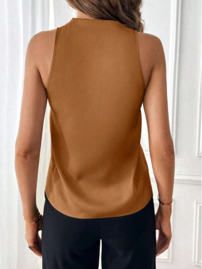 Eveloria Damen Ärmellose Satin-Weste V-Ausschnitt