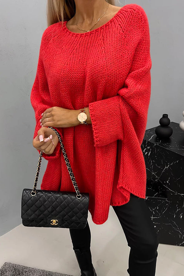 Eveloria Damen Strickpullover Rundhals Bequem