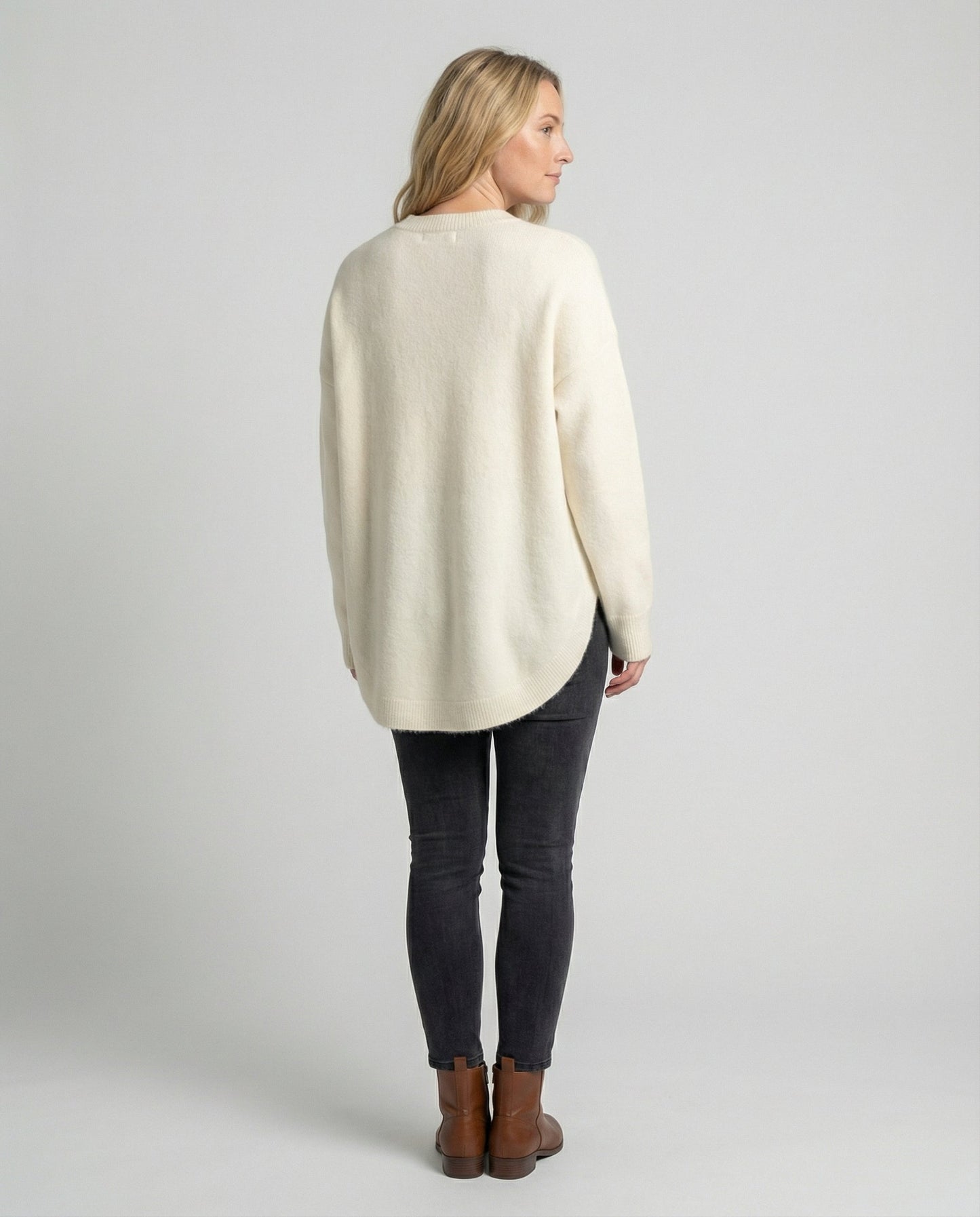 Damen Oversized Pullover Baumwolle Beige