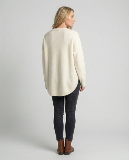 Damen Oversized Pullover Baumwolle Beige