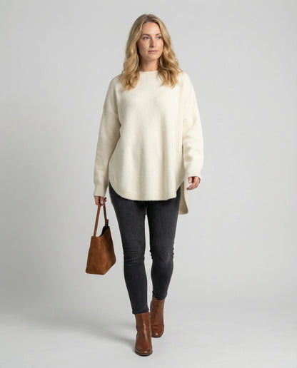 Damen Oversized Pullover Baumwolle Beige