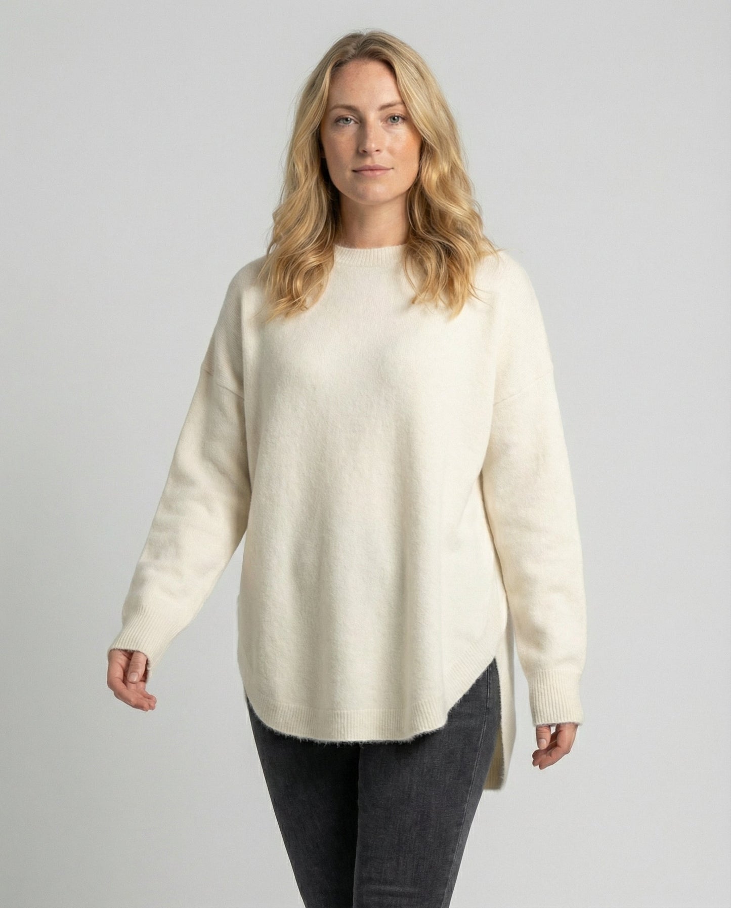 Damen Oversized Pullover Baumwolle Beige - Eveloria