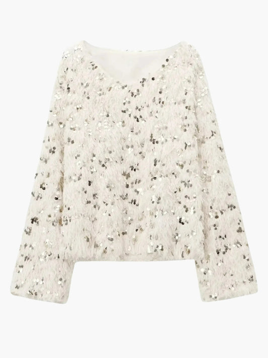 Damen Glitzer-Strickpullover Glamourös Rosa - Norvielle
