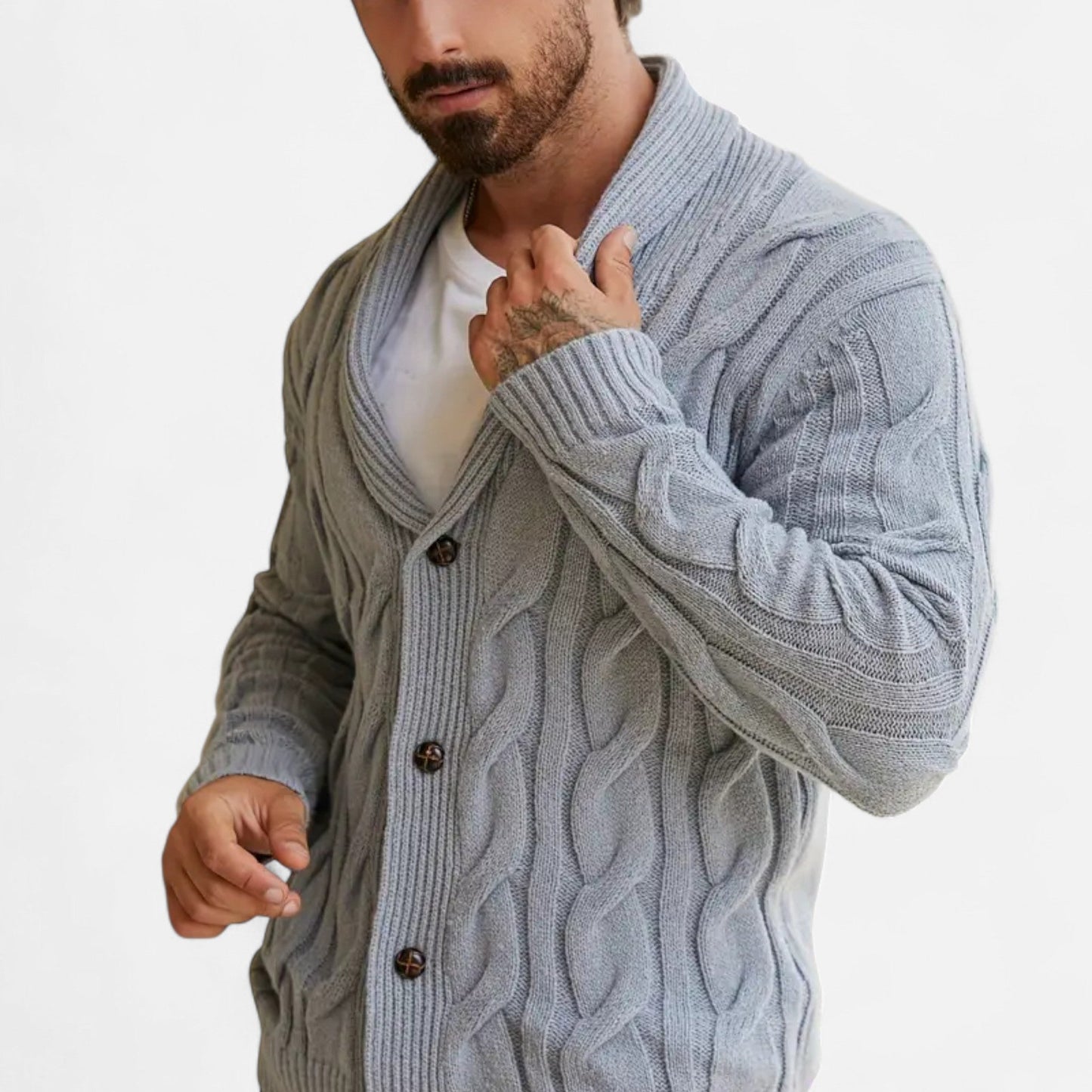 Herren Strickcardigan Klassisch Knöpfe Braun