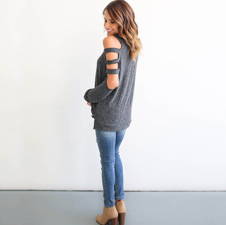 Damen Pullover Lässiger Cut-Out Schnitt Eveloria