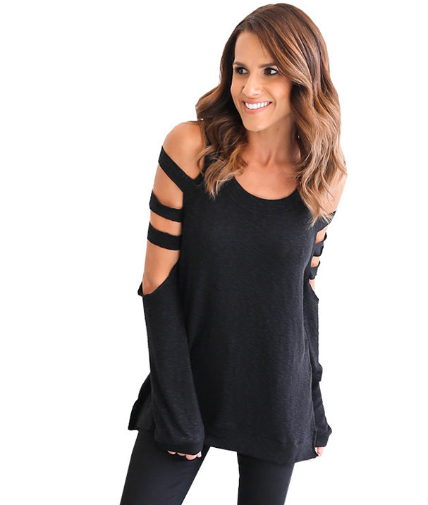 Damen Pullover Lässiger Cut-Out Schnitt Eveloria