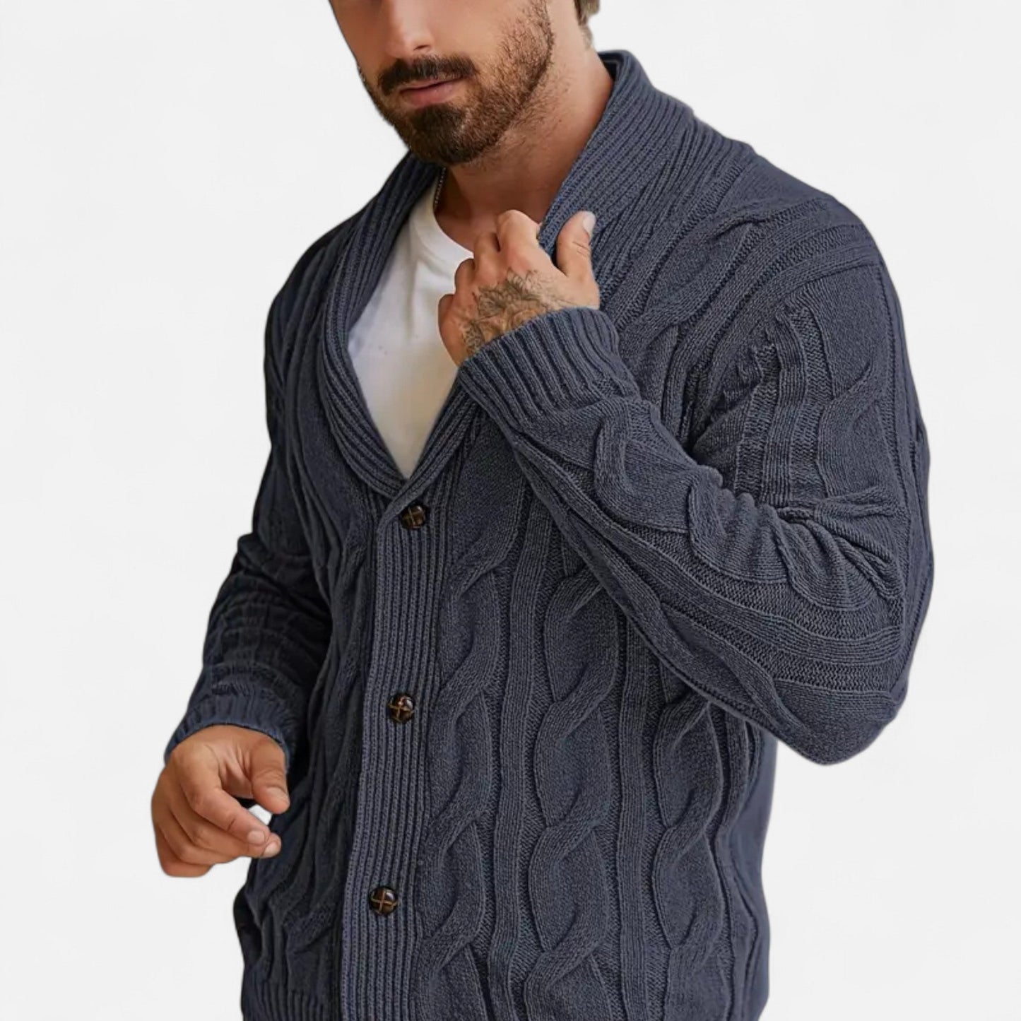 Herren Strickcardigan Klassisch Knöpfe Braun